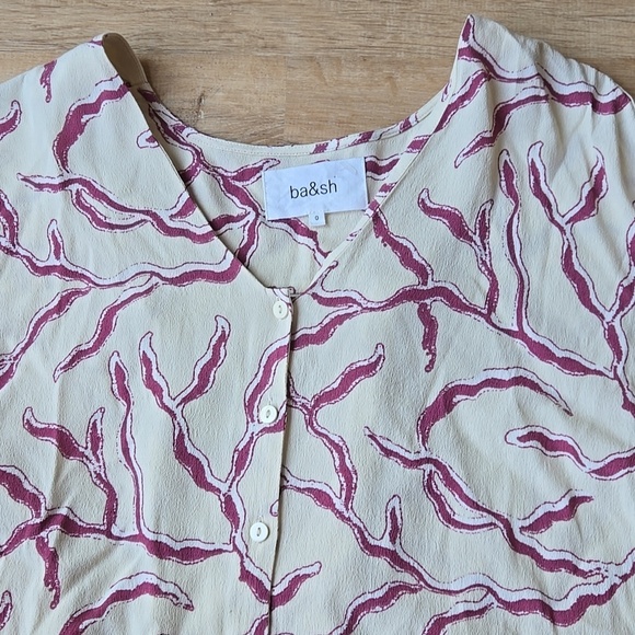 ba&sh Clea Printed Crepe Blouse Sz 2 - Picture 4 of 11